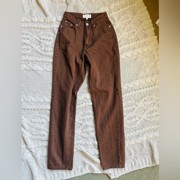 Meshki brown straight leg jeans size 0 - Picture 2 of 2